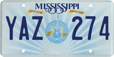 MS license plate YAZ274