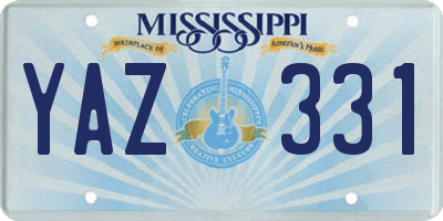 MS license plate YAZ331