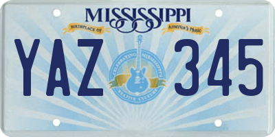 MS license plate YAZ345