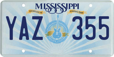 MS license plate YAZ355