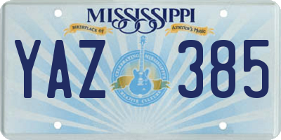 MS license plate YAZ385