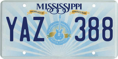MS license plate YAZ388
