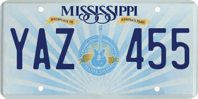 MS license plate YAZ455