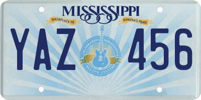 MS license plate YAZ456
