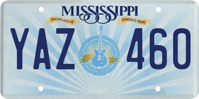 MS license plate YAZ460