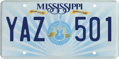 MS license plate YAZ501
