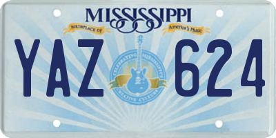 MS license plate YAZ624