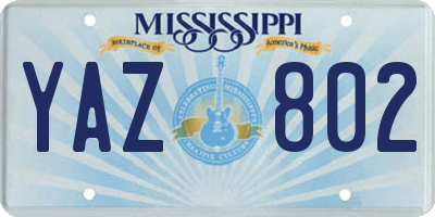 MS license plate YAZ802
