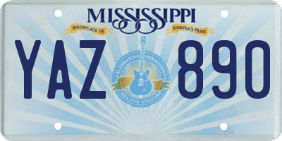 MS license plate YAZ890