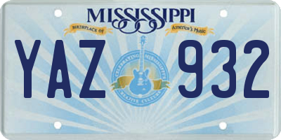 MS license plate YAZ932