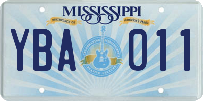 MS license plate YBA011