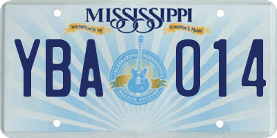 MS license plate YBA014