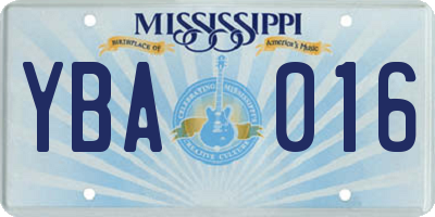 MS license plate YBA016