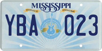 MS license plate YBA023