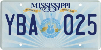 MS license plate YBA025