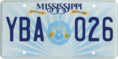 MS license plate YBA026