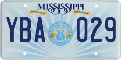 MS license plate YBA029