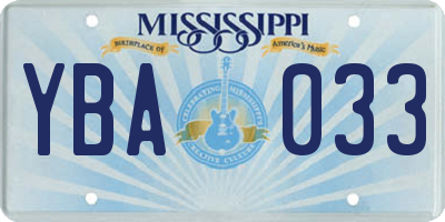 MS license plate YBA033
