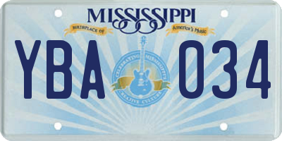 MS license plate YBA034