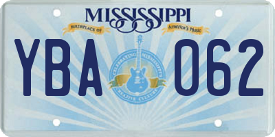 MS license plate YBA062