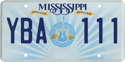 MS license plate YBA111
