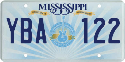 MS license plate YBA122