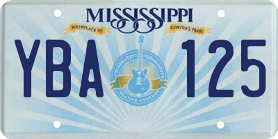 MS license plate YBA125