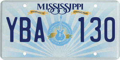 MS license plate YBA130