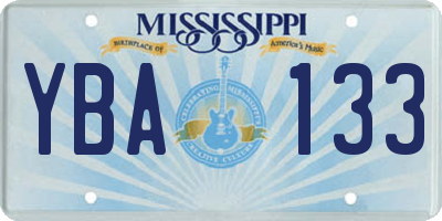 MS license plate YBA133