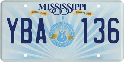 MS license plate YBA136