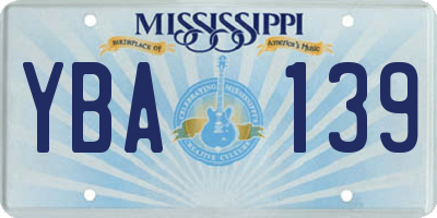 MS license plate YBA139