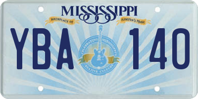 MS license plate YBA140