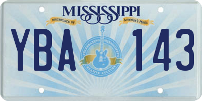 MS license plate YBA143