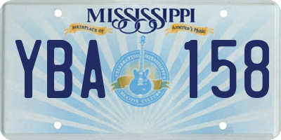 MS license plate YBA158