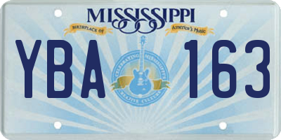 MS license plate YBA163