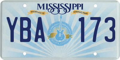 MS license plate YBA173