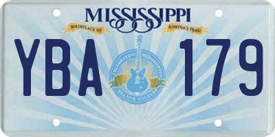 MS license plate YBA179