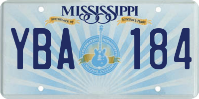 MS license plate YBA184