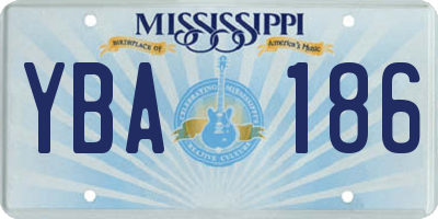 MS license plate YBA186