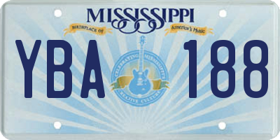 MS license plate YBA188