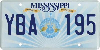 MS license plate YBA195