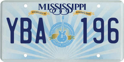 MS license plate YBA196