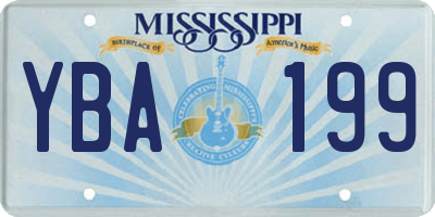 MS license plate YBA199