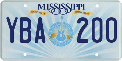 MS license plate YBA200