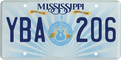 MS license plate YBA206