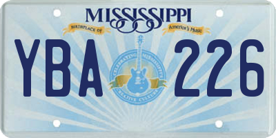 MS license plate YBA226