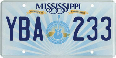 MS license plate YBA233