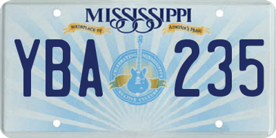 MS license plate YBA235