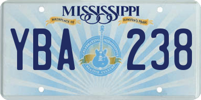 MS license plate YBA238
