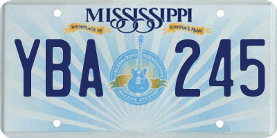 MS license plate YBA245